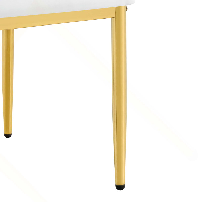 Ensemble de table et de chaises 5 pièces, table ronde en verre brun clair luxueux jumelée à 4 chaises ergonomiques en polyuréthane à dossier doré avec pieds dorés