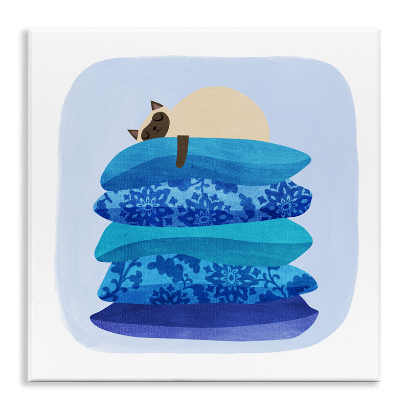 Plaque murale Cozy Sleeping Siamese Cat, design par Angie Rozelaar