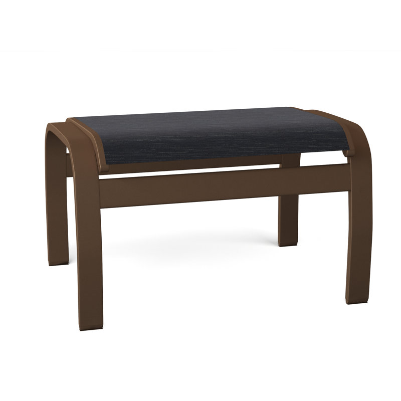 Askar Metal Outdoor Ottoman, Textured Desert, Collect Indigo