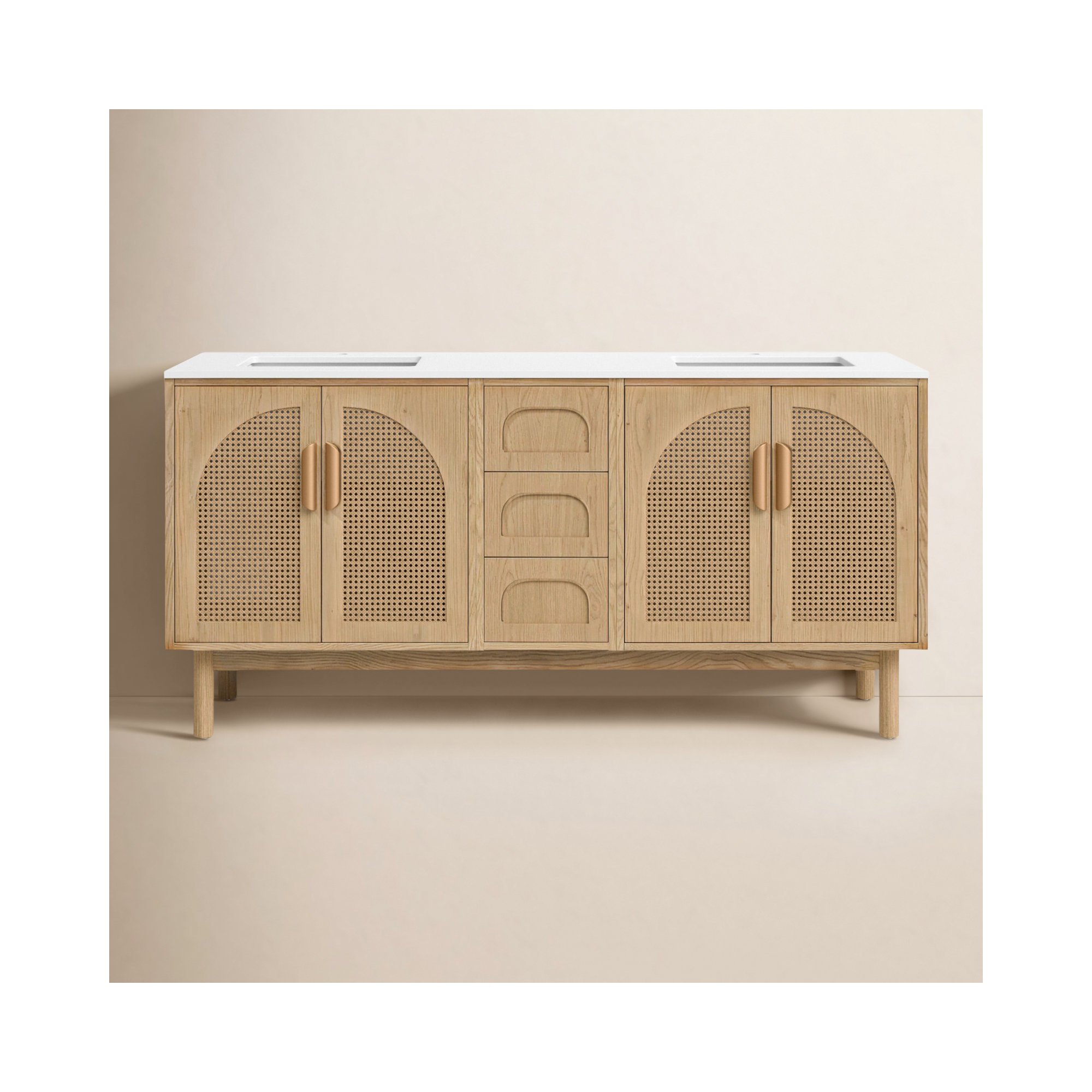 Emir 71.65'' Double Bathroom Vanity with Quartz Top, Yellow