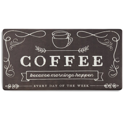 Nicole Miller Cook N Comfort Coffee Because Kitchen Mat