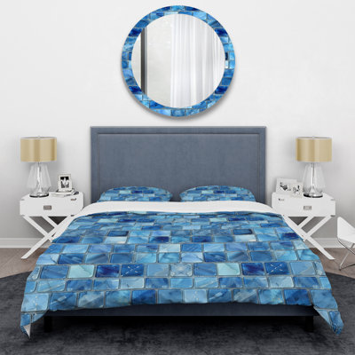Blue Modern Mosaic Tiles II - Modern Duvet Cover Set