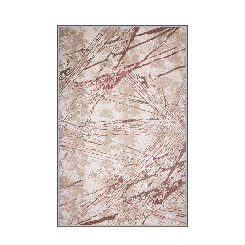 Stylish Woven Carpet (4.6 x 7.2 Feet), 100% Polyester, 0.4 in Pile Height | Antibacterial, Non-Slip Underside, Machine Washable | 3D Digital Print Design | Perfect for Living Room, Bedroom, & Dining Areas