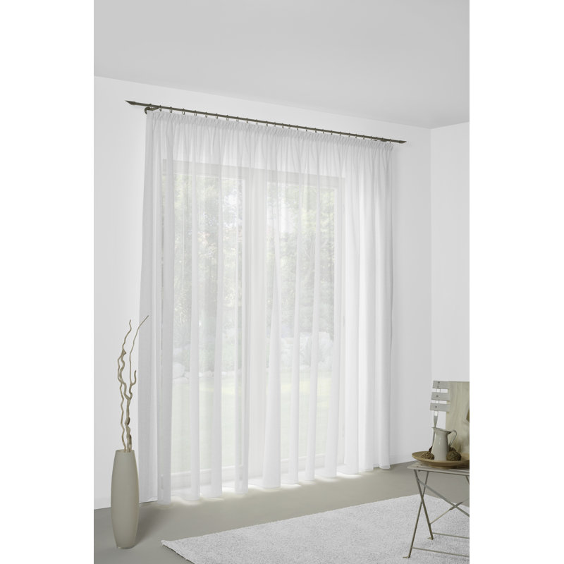 Sunday 82% Polyester And 18% Cotton Semi Sheer Curtain Single Panel, White, 142cm Width x 295cm Drop