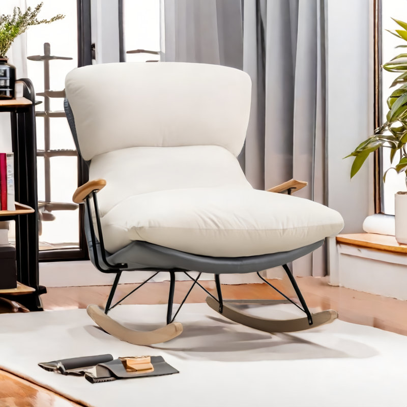 Chaise berçante moderne rembourrée, Gris