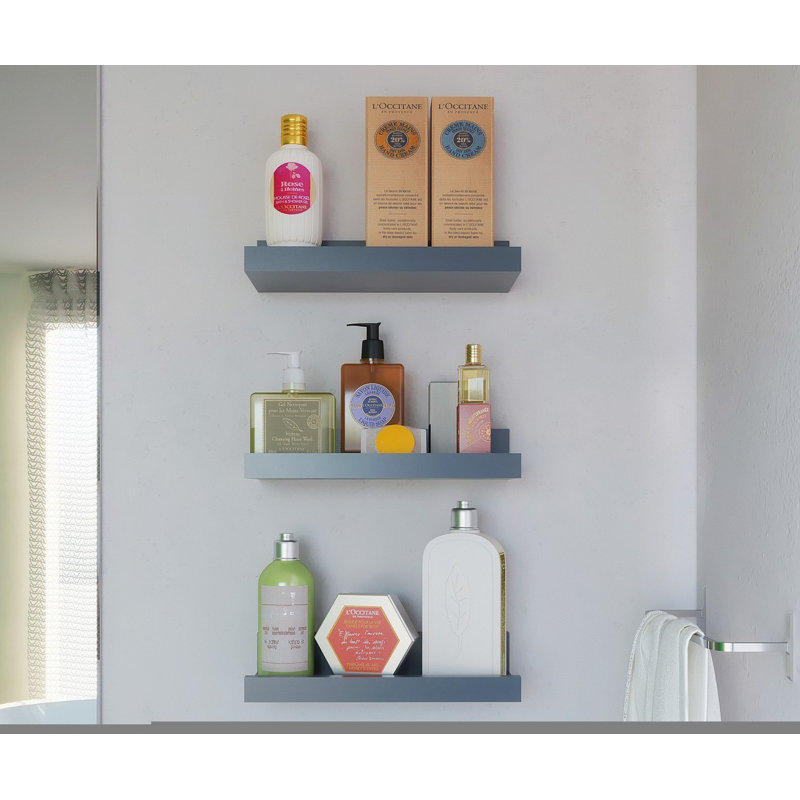 Ensemble de 3 tablettes murales flottantes en bois, SHG, gris