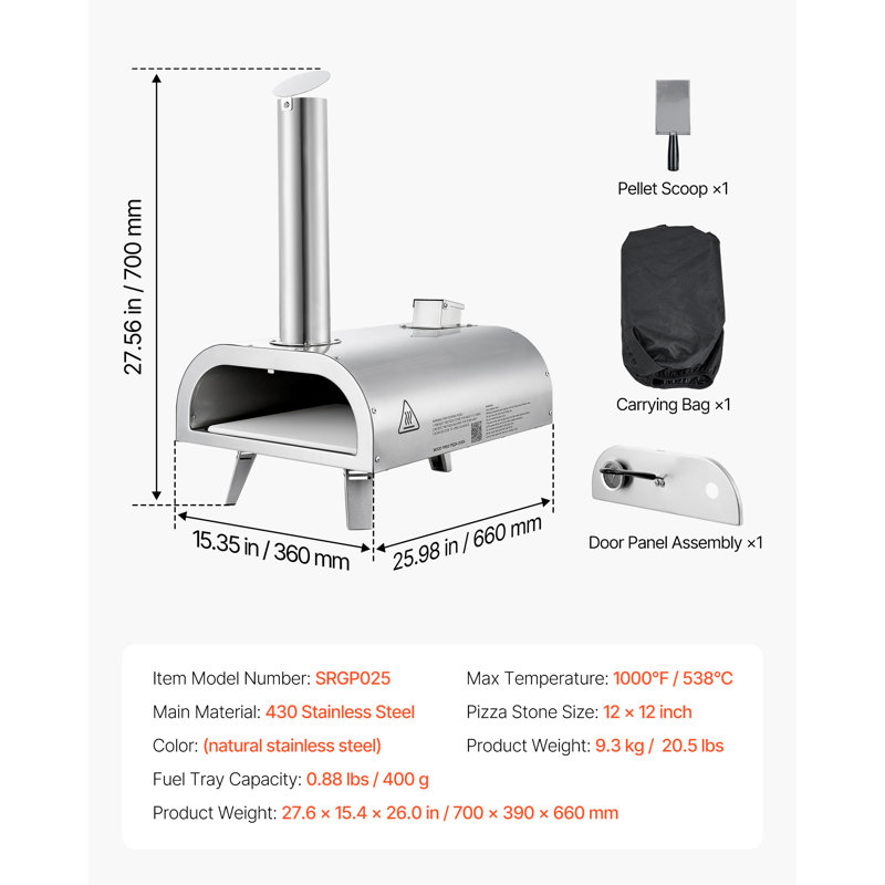 VEVOR Stainless Steel Free Standing Pizza Oven