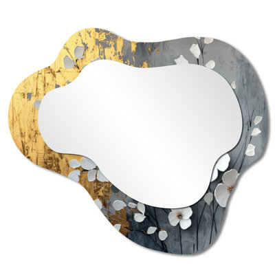 Wildflowers Pure Golden Balance Horizons - miroir mural asymétrique Wildflowers, miroir de coiffeuse traditionnel, imprimé sur métal