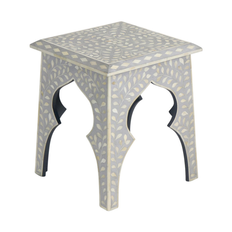 Table de bout en bois massif, gris