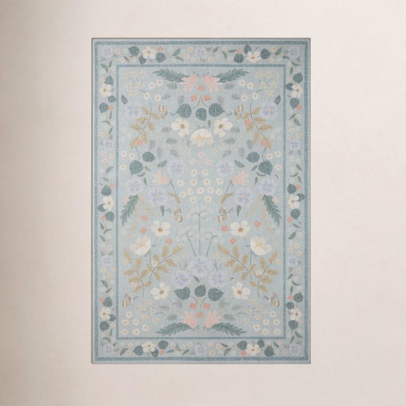 Rifle Paper Co. x Loloi Cotswolds Sky Area Rug, Round 5'