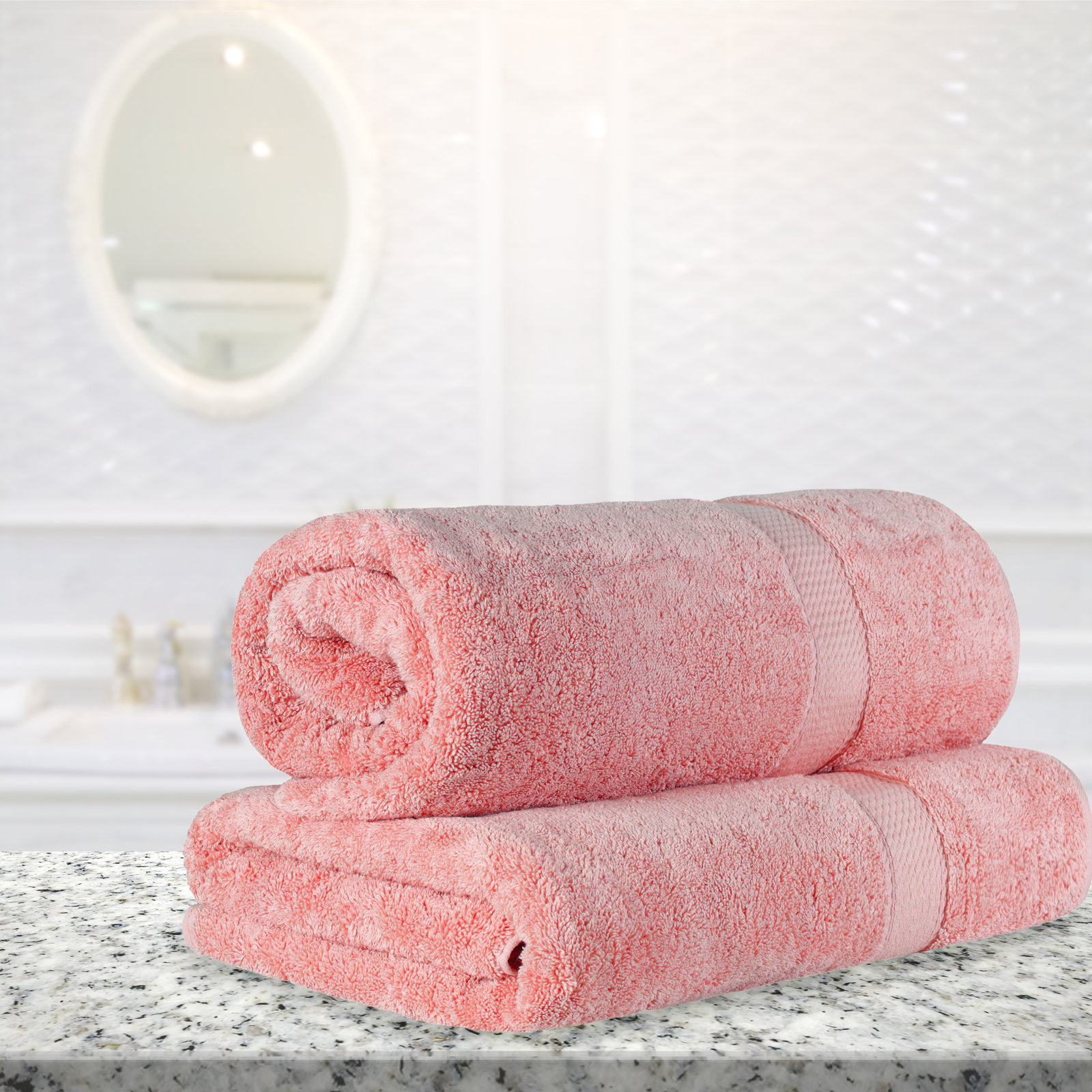 Renata 2-Piece Egyptian Cotton Bath Sheet Set, Tea Rose
