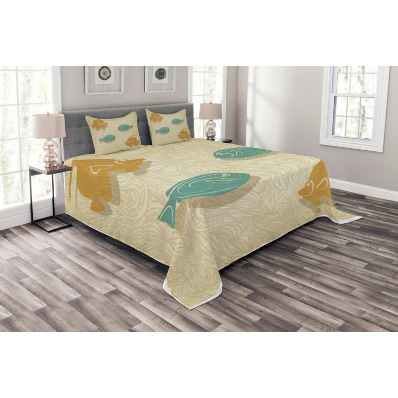 East Urban Home Bedspread with Pillow Shams, 220 x 264 cm