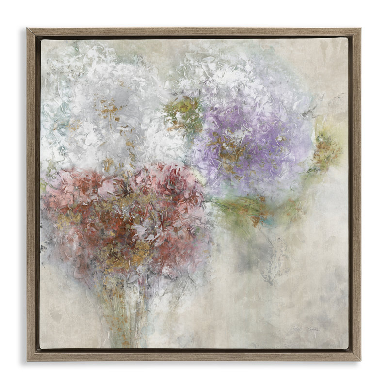 Cadre flottant Dappled Visuals Flowers, design par Leah Rei, H 25 po x l 25 po, Cadre flottant orme Montalcino