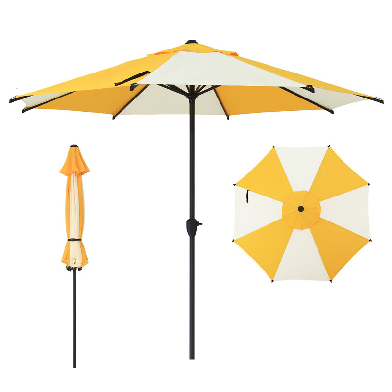 Parasol de marché à manivelle Lyon, L 108 po x P 108 po, Yellow & Cream