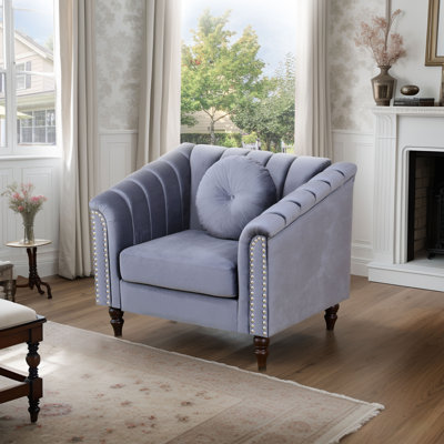 Chaise de salon en velours rouge Latawnya