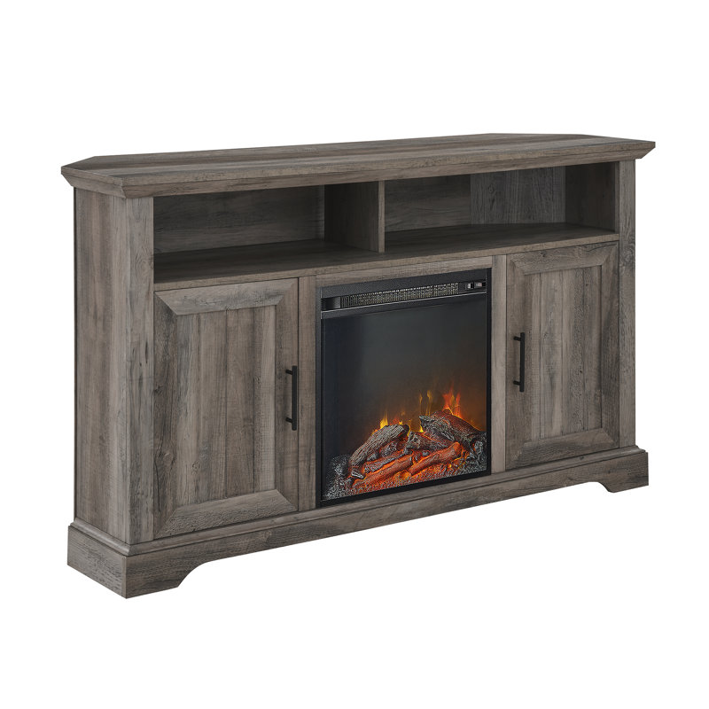 Yolanda 54" TV Stand with Electric Fireplace, Gray Wash