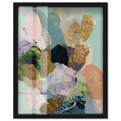 Décoration murale Golden Pollen I Shadowbox Print Gold Dam par Art Remedy, cadre noir, 20 x 24