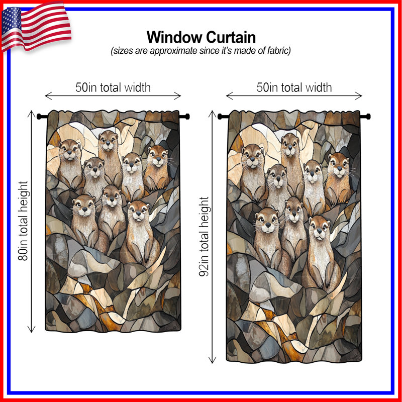 Rideaux loutres, voilages et rideaux loutres - 1 panneau, Transparent, 50 po x 80 po - 1 panneau
