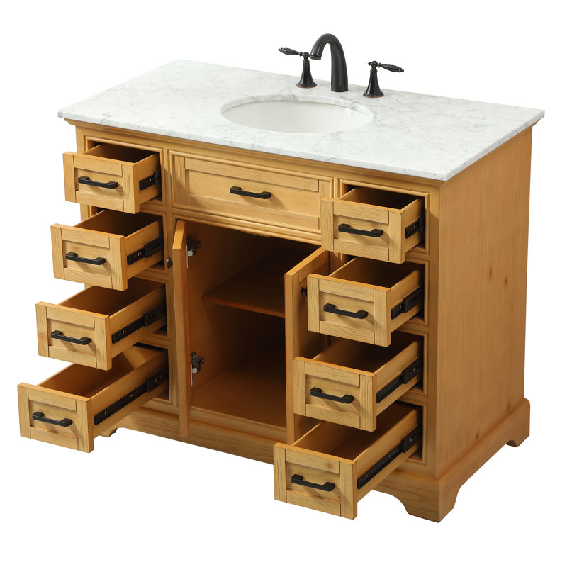 Ensemble de meuble-lavabo simple 42 po Hermes, Brun clair