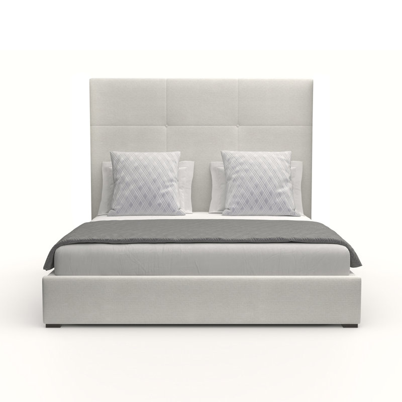 Lit tapissier capitonné standard Dezyah, Grand, Revolution® blanc cassé