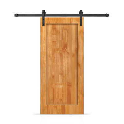 1 Panel Shaker Stained Pine Wood Interior Sliding Barn Door with Hardware Kit