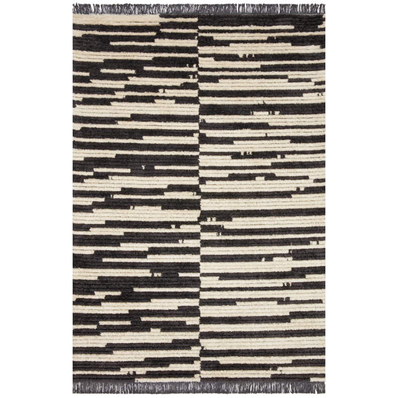 Chris Loves Julia x Loloi Alice Abstract Cream/Charcoal Rug, Rectangle 5'2" x 7'6"