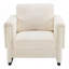 Fauteuil d'appoint rembourré avec accoudoirs en bois massif, fauteuil club carré en tissu bouclé avec coussin épais, chaise d'appoint moderne avec piètement luge pour salon et chambre-1715140337