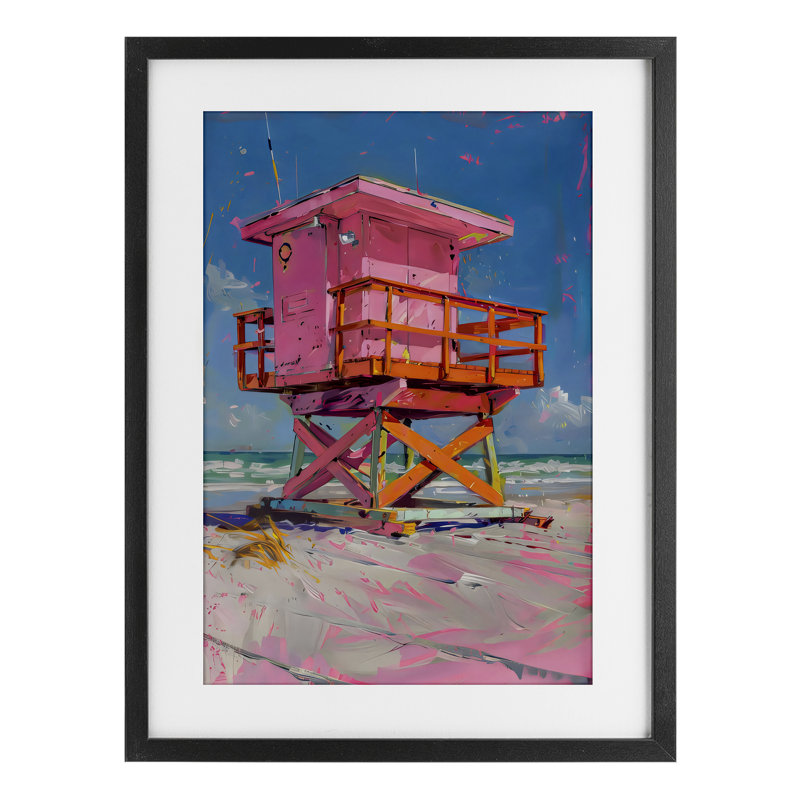 «Abstract Lifeguard Station», reproduction encadrée sous verre, design par LSR Design Studio, H 20 po x l 14 po