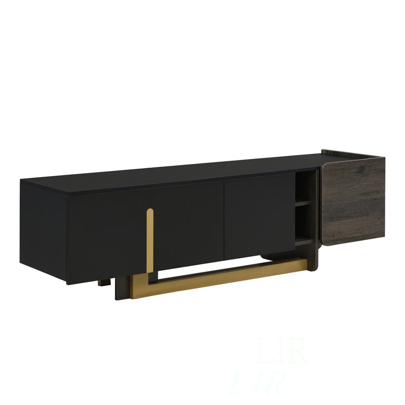 66.7'' Light Luxury TV Stand For Tvs Up To 70 Inches, Modern TV Cabinet With Metal Legs, 1 Drawer, 2 Cabinets And Adjustable Shelves For Living Room, TV Stand