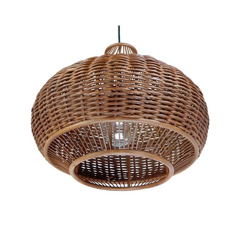 Hatsu 1 - Light Satin Teardrop Pendant, Stained Wicker