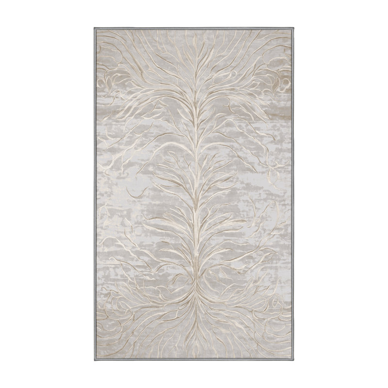 Tapis gris soyeux et moelleux, Rectangle 5 pi x 7 pi