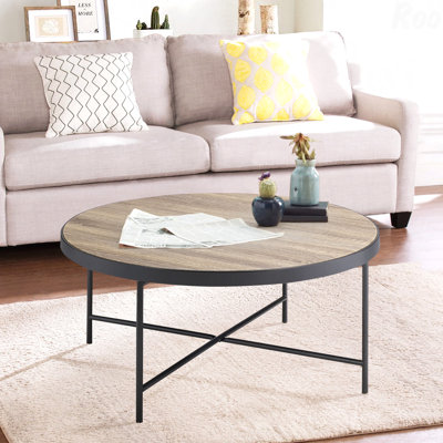 Table basse en chêne gris patiné avec structure noire