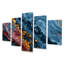 5 pièces d'art mural bleu foncé-967146208