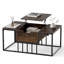 Table basse relevable de 100 cm avec rangement dissimulé et pieds en métal, brun rustique-1113515879
