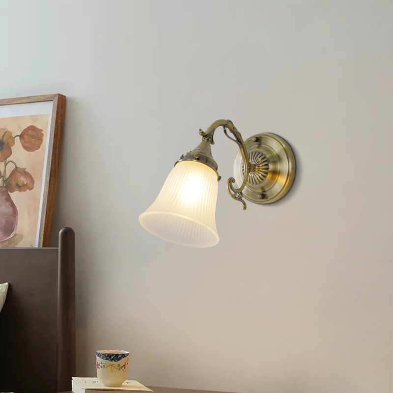 1-light vintage armed wall sconce Antique Bronze wall sconces for Bedroom Bathroom