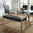 Contemporary Metal Entryway Bench, faux Leather-1476610847