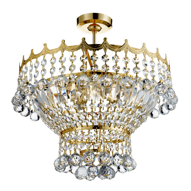 Branden Semi Flush Mount, Gold Plated