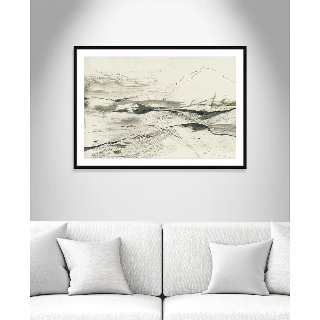 Green Sketches Print by PI Studio, White, Black Box Picture Framed, 29.5" H x 41.5" W x 1.25" D