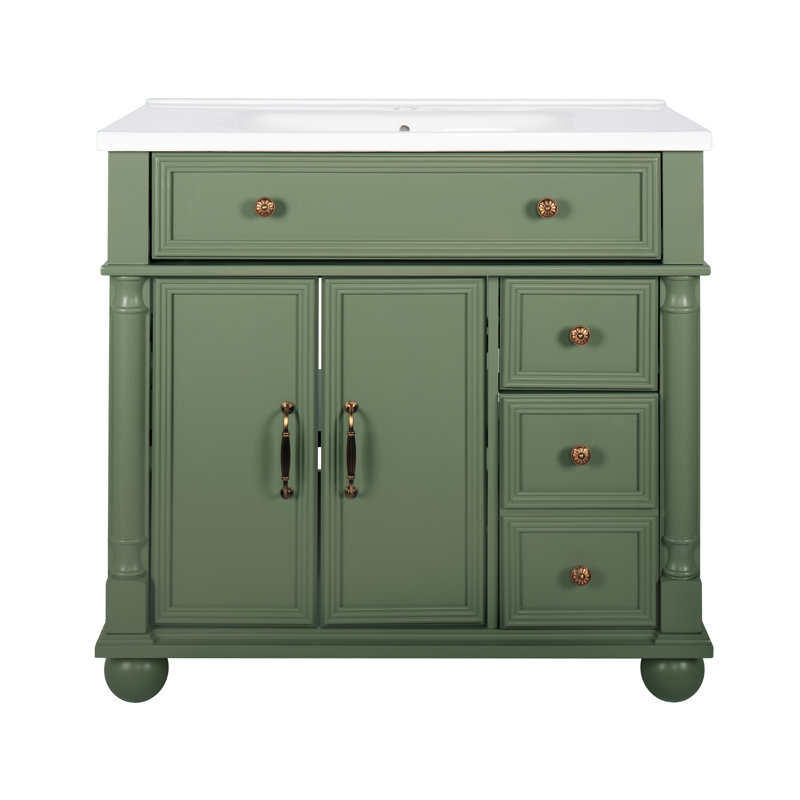 Lavabo de salle de bain Century avec base colonne romaine, Vert