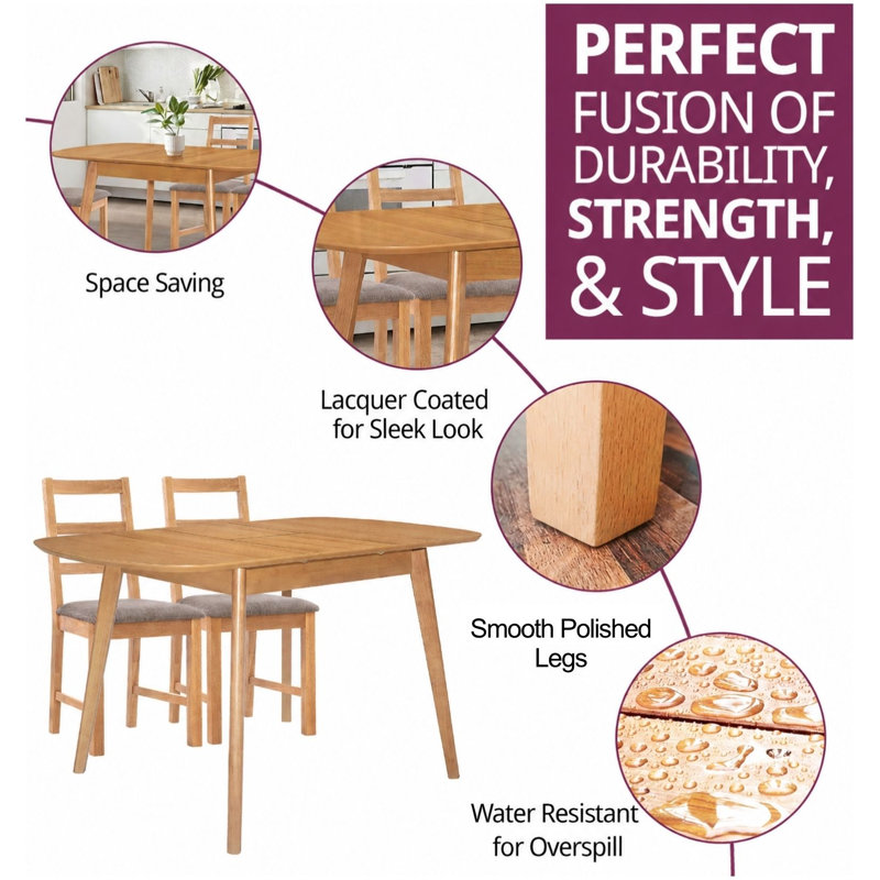 Donnay Butterfly Leaf Dining Set, 7 Pieces: 1 Table, 6 Chairs, Grey