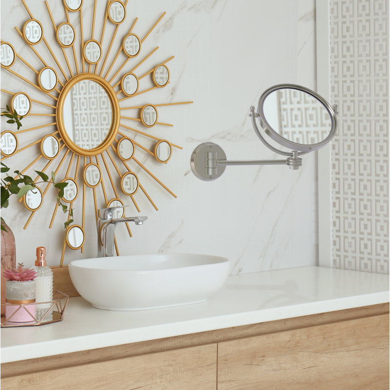 Miroir grossissant et contemporain Benbrook, Nickel satiné
