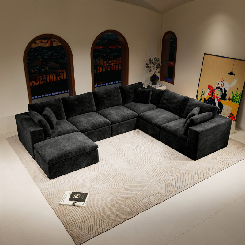 Canapé modulaire 137,8 * 108,3 po, Noir