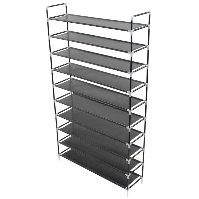 50 Pair Stackable Shoe Rack, Silver, 66.9" H x 39.4" W x 11.6" D
