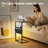 27“ C shaped Side Table with Charging Port, Small End Table with LED Light & Storage Bag,Nightstand for Living Room