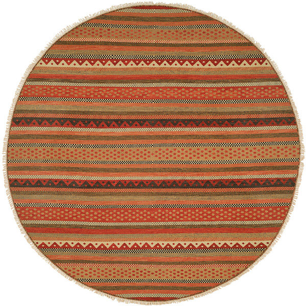 Tapis en laine brun / rouge, Tapis de couloir 2 pi 6 po x 12 pi