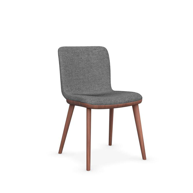 Annie Upholstered Dining Chair with Wooden Legs, Sand, Smoke