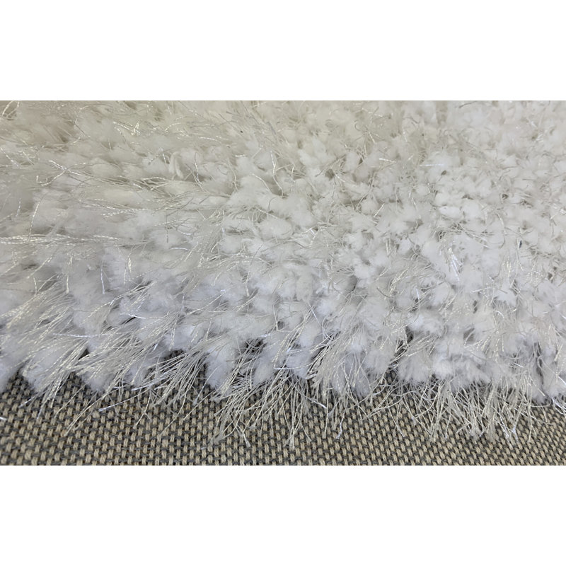 Tapis poils longs zone grise fait main Ayalisse, Rectangle 5 pi x 7 pi