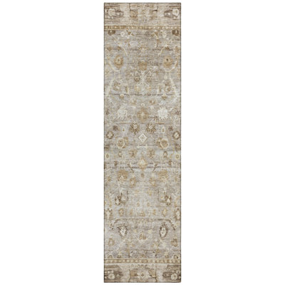 Machine Washable Indoor/Outdoor Xhevrie Taupe Rug