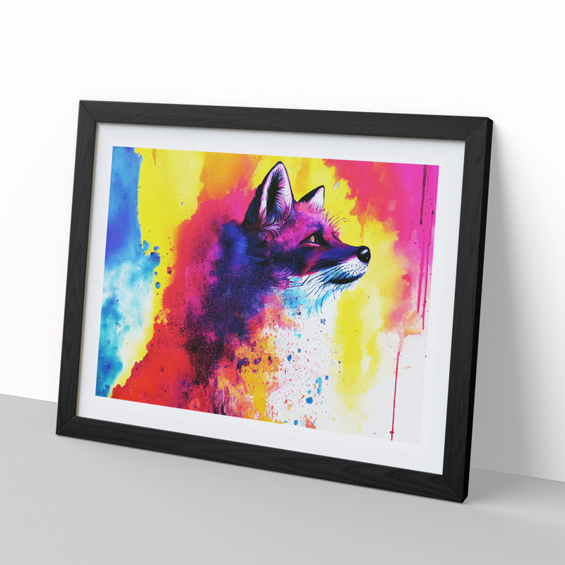 Dripping Fox Vol.2 Abstract - Framed Print, Black, 46cm H x 64cm W x 2cm D