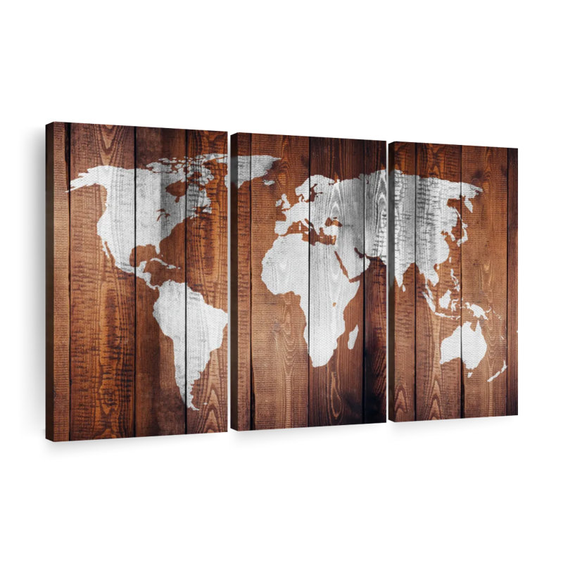 «Chestnut World Map», reproduction sur toile, H 57 po x l 36 po x P 1,25 po
